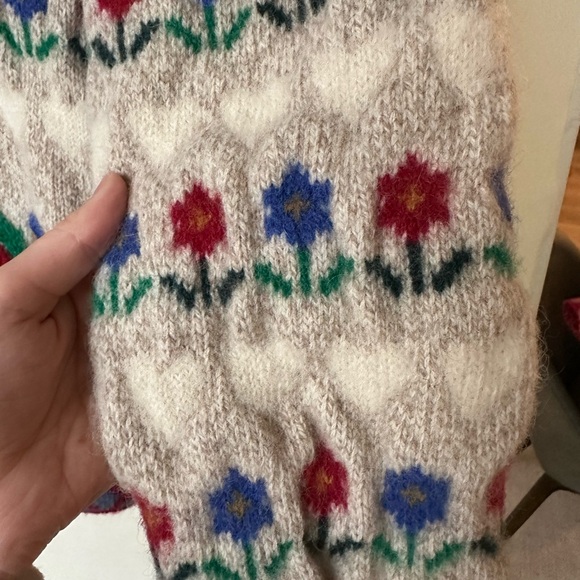 Cottagecore Folk Floral Wool Cardigan Sweater | Heirloom Alpine Sweater size S - Picture 6 of 9